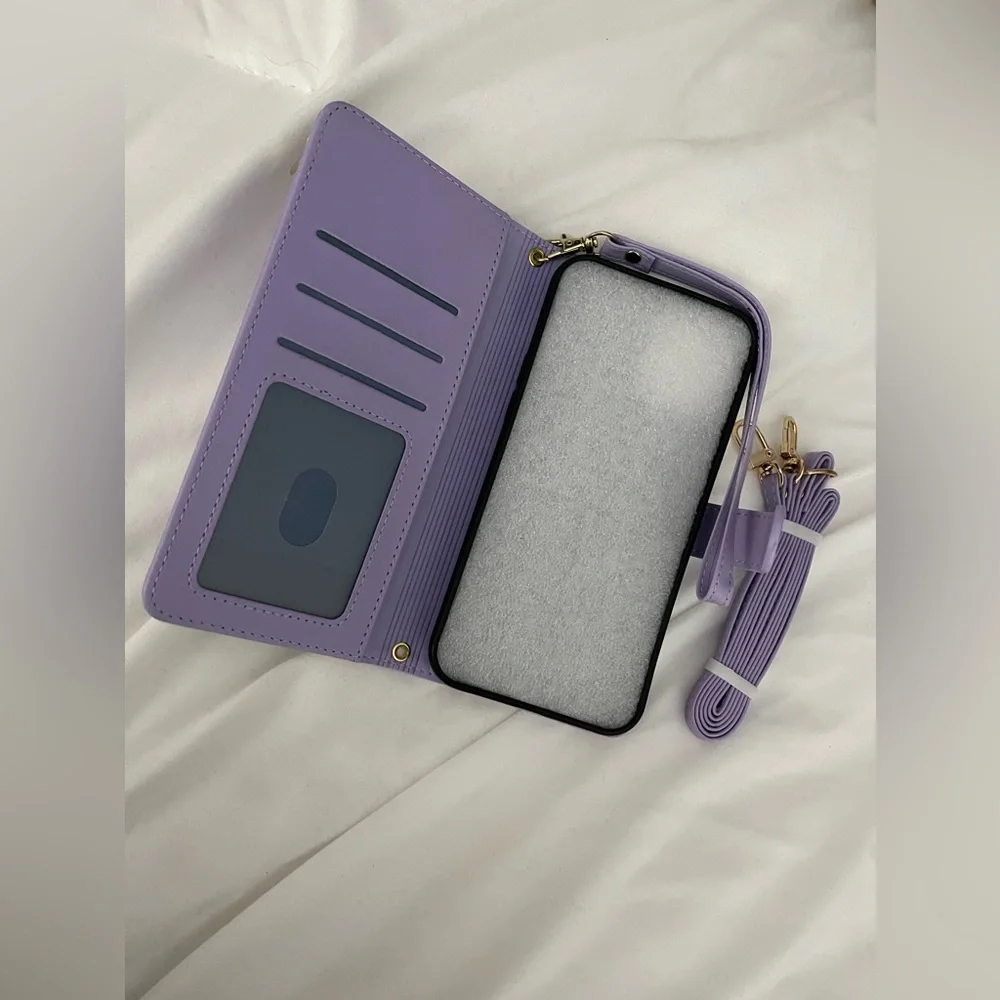 NWOT iPhone 12 Pro Max Purple Quilted Wallet with Strap